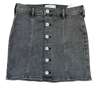 Abercrombie Kids Button Front Denim Skirt Girl's 13/14 Raw Edge Black Cotton NEW